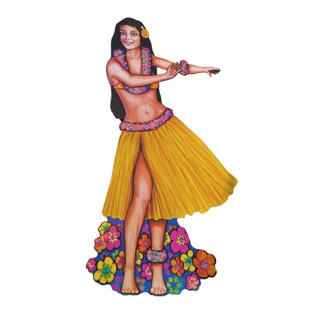 Vintage Hula Girl Hawaiian Luau Party Die Cut Paper Decoration Beistle 1979